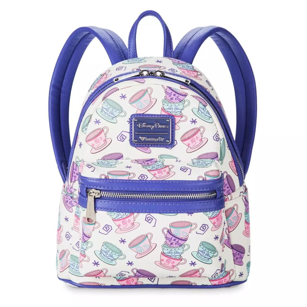 RARE Loungefly Disney Park Alice Wonderland Mad Tea Cup Party AOP Backpack HEART